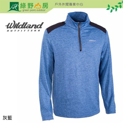 綠野山房》Wildland 荒野 台灣 男 彈性針織雙色保暖上衣 登山 戶外 休閒 灰藍 0A62602-69