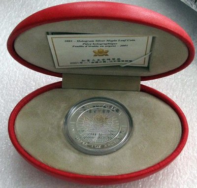 [現貨]加拿大 紀念幣 2001 幻彩楓葉銀幣 原廠原盒