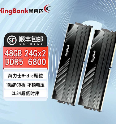 金百達DDR5星刃48GB(24GX2)套裝 DDR5 6800 海力士M-die顆粒 C34