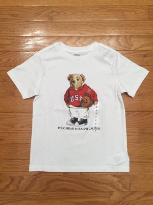 【Polo Ralph Lauren】RL 小男童 小熊 泰迪熊 熊熊短袖T恤 T恤 Logo短t 純棉T恤 白色