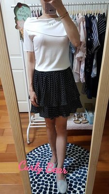 點點蛋糕短裙（黑） - Curly Bear 韓國服飾&雜貨