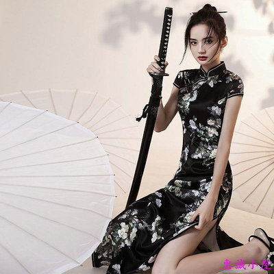 法式旗袍 2023年新款氣質復古中國風長款改良版年輕款少女洋裝夏-惠誠小屋