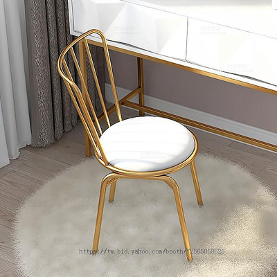 網紅椅子凳子梳妝凳現代簡約金色化妝椅北歐ins臥室靠背創意網紅美容梳妝桌椅
