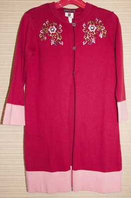 TEA 紅色中國民俗風繡花長版長袖線衫上衣 (5歲)