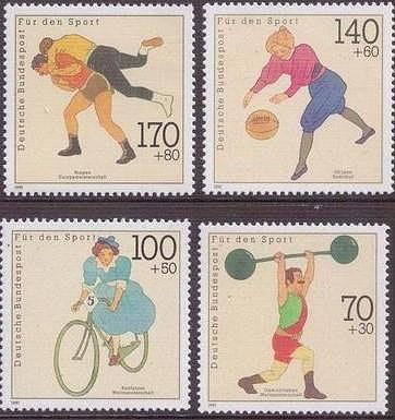 【二手】德國1991年郵票體育運動 ——自行車、籃球 、摔跤等一 郵票 信銷票 紀念票【微淵古董齋】-1863