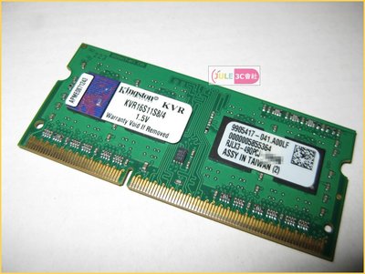 JULE 3C會社-金士頓Kingston DDR3 1600 4GB 4G KVR16S11S8/4 終保 記憶體