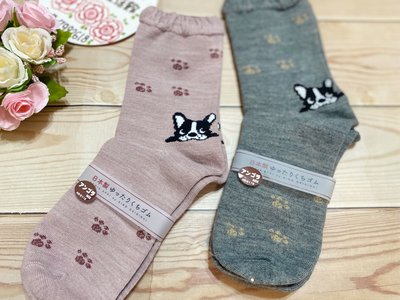 美家園日本生活館 日本製 可愛法鬥 狗 薄毛料 短襪 薄毛襪