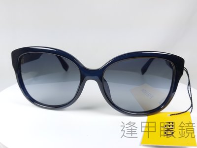 『逢甲眼鏡』FENDI 太陽眼鏡 黑色亮面框 藏藍色鏡腳 深灰鏡面 水鑽LOGO【FF 0069/F/S MJH】