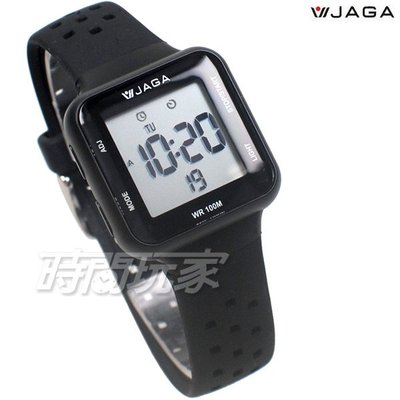 JAGA 捷卡 休閒多功能大液晶運動電子錶 游泳用 女錶 男錶 學生錶 M1215-A(黑)【時間玩家】