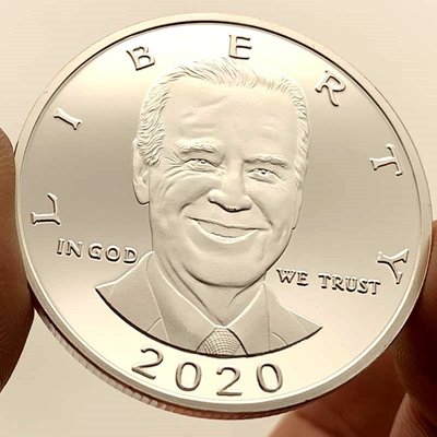 特價！2020美國大選總統拜登鍍銀紀念章 收藏幣金幣風云人物紀念幣硬幣