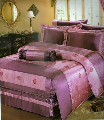 §同床共枕§艾妃柔 100%精梳棉 雙人5x6.2尺 七件式床罩組-KS-9826紫 台灣製造