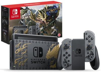 Nintendo 任天堂Switch主機整套組不可改版本 NS日版魔物獵人限定機經典色 有完整配件和外盒