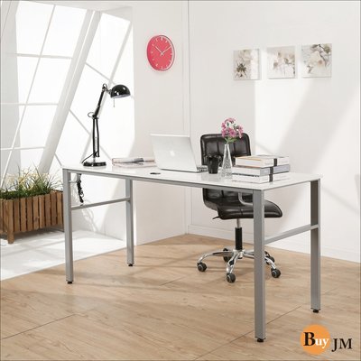 《BuyJM》木紋白環保低甲醛160公分穩重型工作桌/電腦桌附電線孔I-B-DE086WH