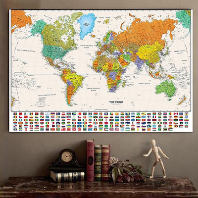 【臻上严选】世界地圖 - 教育地圖大海報印刷品壁掛藝術背景布兒童臥室辦公室家居牆壁裝飾