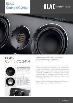 [ 沐耳 ] 德國 ELAC 經典240系列最新中央聲道 Carina CC 241.4 搭載 JET 高音：霧面黑