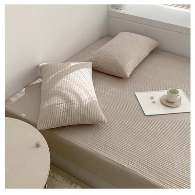 簡約純色韓式絎縫 床包 三件套 床墊 韓風席夢思保護套純棉床墊 床罩 床品床包 枕套 保潔墊