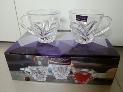 全新DELISOGA水晶玻璃花茶杯組 6入