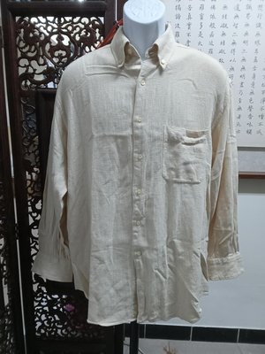 (二手衣物)義大利TRUSSARDI棉麻混紡休閒款長袖襯衫(40/15.5)(B753)