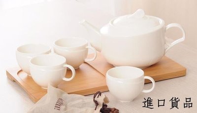 現貨日式 陶瓷茶壺茶杯竹托盤套裝 白瓷泡茶壺咖啡壺花茶壺杯子組一壺四杯托盤組合午茶壺居家餐廳茶壺套裝可開發票