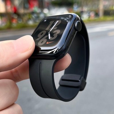 適合蘋果手錶Apple Watch8ultra 錶帶磁性錶帶 橡膠錶帶 38/40/41/42/44/45/49mm