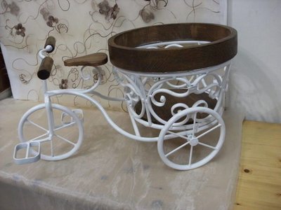 香格里拉生活館^~^全新 歐式 古典 鍛鐵 白色造 型腳踏車花籃