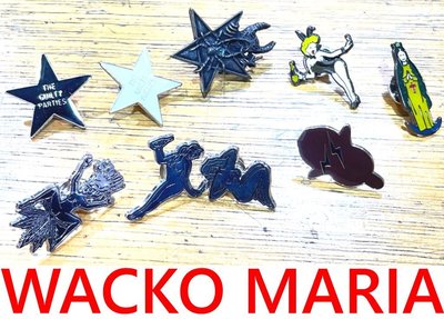 BLACK全新WACKO MARIA瑪麗亞WHITE STAR白色星星PIN別針徽章