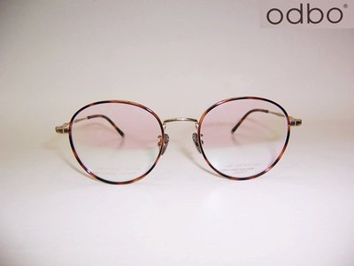 光寶眼鏡城(台南) odbo(Japan) 最新加寬圓形純鈦眼鏡*日本製,1550 /C071,琥珀古銅複合款,竹節腳