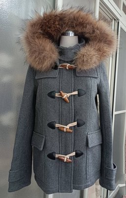 日本MOUSSY 貉子毛領 牛角釦大衣 外套