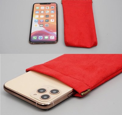 GMO   2免運 OPPO A73 5G 6.5吋 彈片開口雙層絨布袋手機袋 紅色 保護袋絨布套手機套保護套