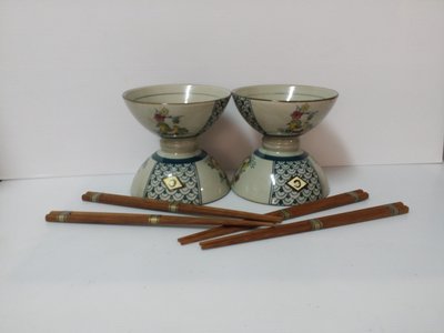 鴛鴦精品陶瓷碗筷各4入(全新)