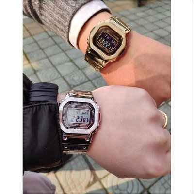 直購#CASIO 卡西歐手錶 G-SHOCK GMW-B5000D-1A 鋼帶 金色 銀色 男士高品質手錶