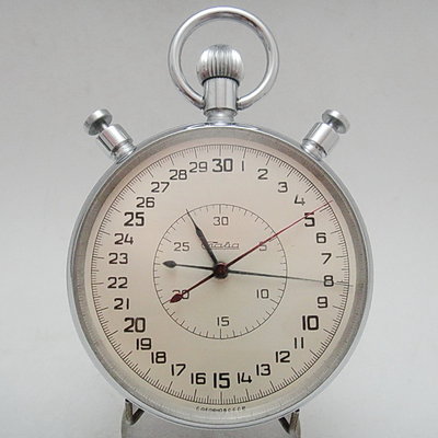 【timekeeper】 80年代實木盒裝庫存品蘇聯製Slava雙秒針20石機械專業碼錶/碼表/馬錶(超大錶徑)(免運)
