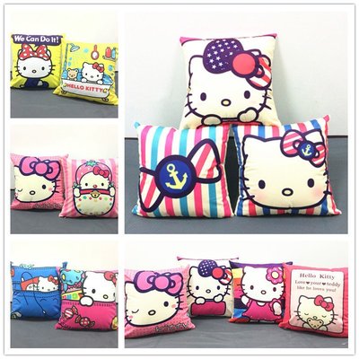 可愛卡通Hello Kitty貓抱枕套KT貓凱蒂貓汽車沙發靠枕靠墊禮物——枕頭套+枕芯