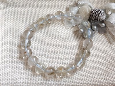 幽靈雪霜單圈手串手環(10mm)精緻可愛-髮絲-幽靈-閃耀-天然寶石,配飾,散珠,DIY半成品719牛手創