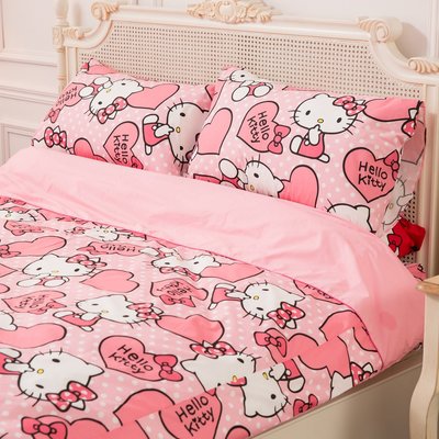 Hello Kitty．粉紅佳人．標準雙人床包組．全程臺灣製造【名流寢飾家居館】