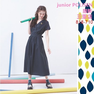 junior POLISEN設計師服飾(818-710)素色打摺和服領口後綁帶造型長洋裝原價3190元特價658元
