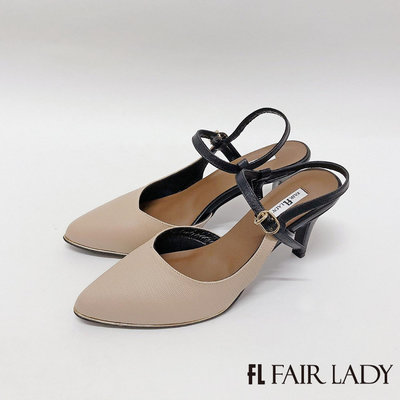 小葉鞋鞋 (5818 卡其)【聊聊享優惠】Fair Lady 優雅小姐 質感壓紋繞帶尖頭高跟涼鞋 (402277)