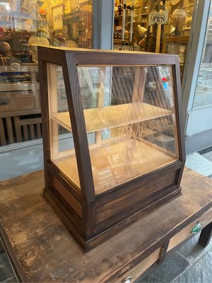 舊料新作全檜木斜面玻璃櫃 點心櫃 柑仔店櫥 置物櫃 文青最愛 咖啡櫃