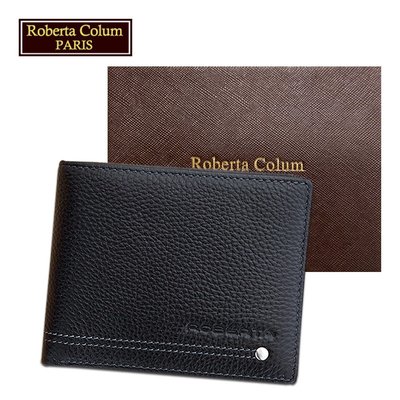 【Roberta Colum】諾貝達 男用專櫃皮夾 12卡片短夾(23157-1黑色)【威奇包仔通】