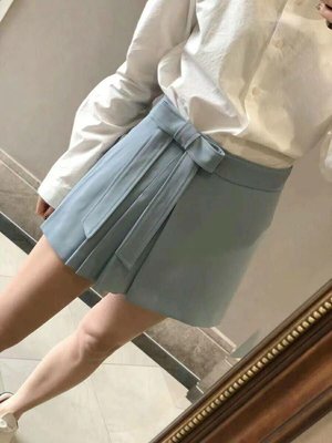 Cicigo韓國服飾  正韓 水藍蝴蝶結褲裙 短褲 短裙 27腰