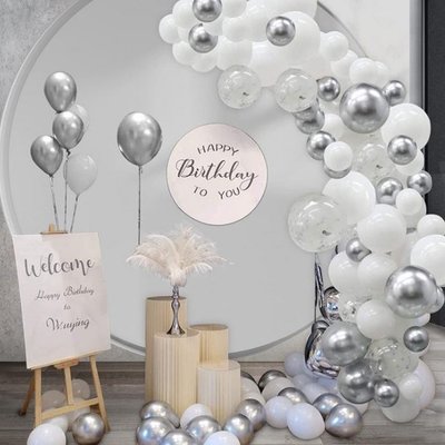 [愛雜貨]灰色系氣球鍊套組 氣球 DIY 裝飾 生日派對 婚禮 會場佈置 情人節 慶生 節慶