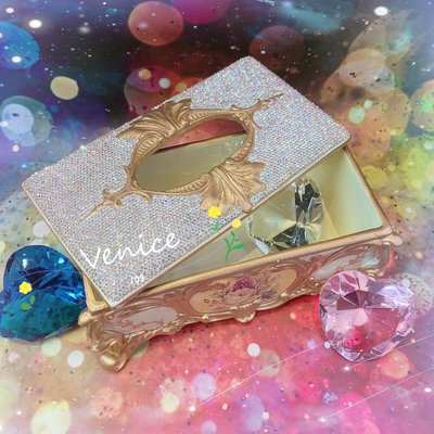 VENICE109維娜絲日本連線超美超閃亮寶石水鑽面紙盒,宮廷華麗風居家家具,裝飾擺飾,送禮自用兩相宜