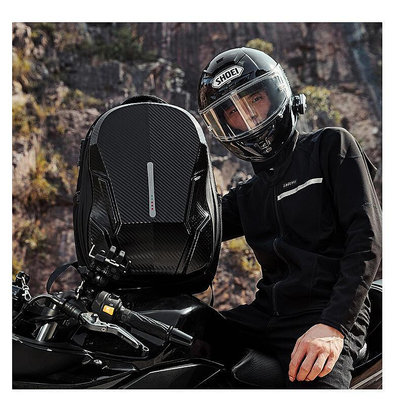頭盔全盔收納男女大容量防水機車旅行背包戶外騎行時尚充電雙肩包