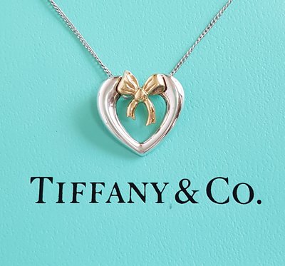 TIFFANY &amp; CO. 經典款 18K黃金 蝴蝶結 純銀 925項鍊  ( M號 ) ， 超級特價便宜賣  保證真品