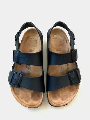 [購買前看說明] 德國品牌 勃肯 Birkenstock MILANO 黑色真皮涼鞋 38 24.5 二手良品 日常涼鞋
