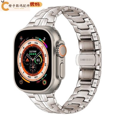 不銹鋼錶帶適用於apple watch Ultra49mm蘋果手錶87654SE321鋅合金金屬錶帶[橙子數碼配件]