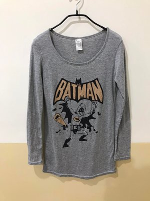 轉賣~STARMIMI 漫畫蝙蝠俠童趣合身長袖棉質上衣-花灰