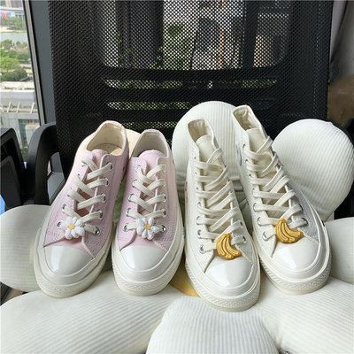 【Japan潮牌館】Converse匡威帆布鞋板鞋1970s奶白色粉花朵水果刺繡高幫男女鞋A06072C A06071C