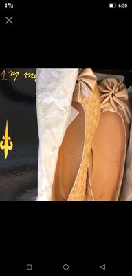 全新37半原價18,900 pour la Victoria 祼色蕾絲手工皮革芭蕾娃娃鞋