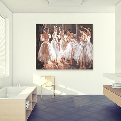 美女舞蹈芭蕾探戈diy數字油畫家居客廳臥室牆壁背景裝飾掛畫居家裝飾
